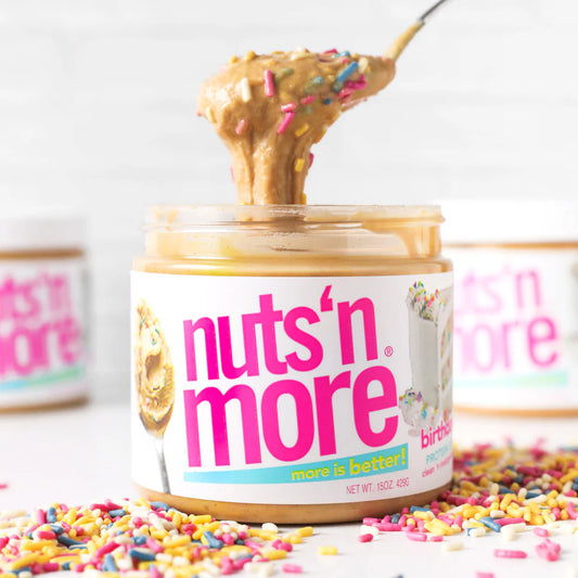 Nuts ‘N More Birthday Cake Peanut Butter Spread, Added Protein All Natural Snack, Low Carb, Low Sugar, Non-GMO, High Protein Flavored Nut Butter, 15 oz Jar - Pack of 2