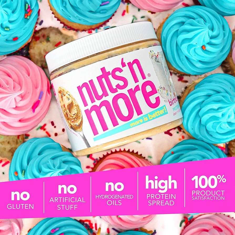 Nuts ‘N More Birthday Cake Peanut Butter Spread, Added Protein All Natural Snack, Low Carb, Low Sugar, Non-GMO, High Protein Flavored Nut Butter, 15 oz Jar - Pack of 2