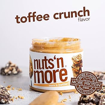 Nuts ‘N More Toffee Crunch Peanut Butter Spread, Added Protein All Natural Snack, Low Carb, Low Sugar, Non-GMO, High Protein Flavored Nut Butter, 15 oz Jar - Pack of 2