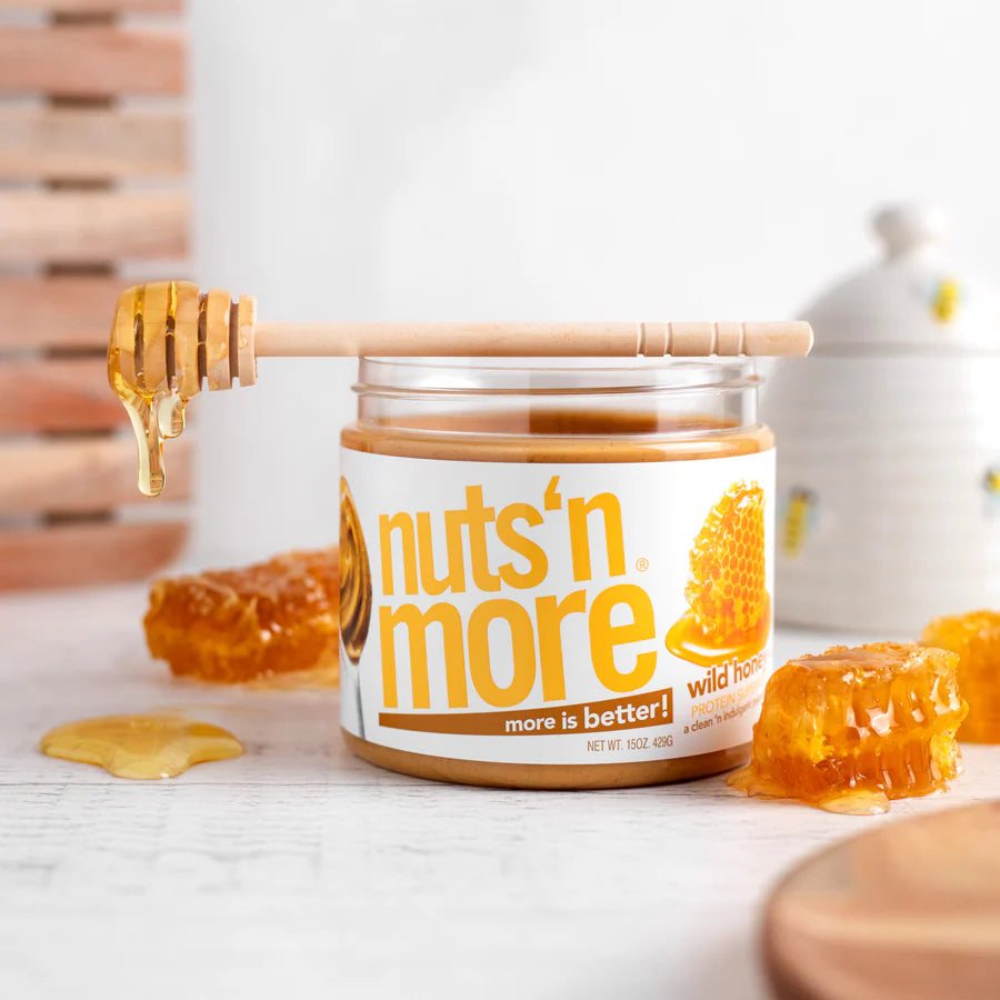 Nuts ‘N More Wild Honey Peanut Butter Spread, Added Protein All Natural Snack, Low Carb, Low Sugar, Non-GMO, High Protein Flavored Nut Butter, 15 oz Jar - Pack of 2