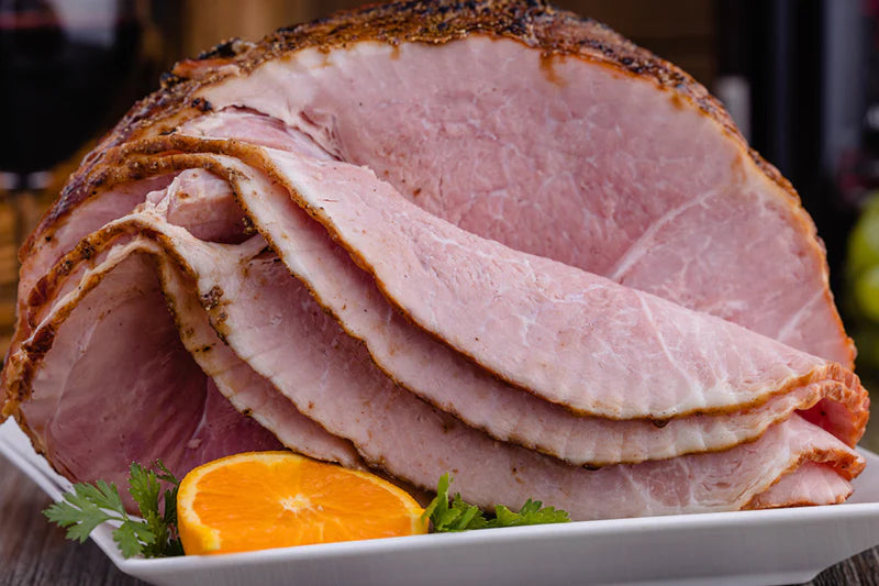 Bone-In Spiral Sliced Hardwood Smoked Honey Spiced Glazed Half 1/2 Ham, 8 - 9 lb - No MSG, Gluten or Hormones