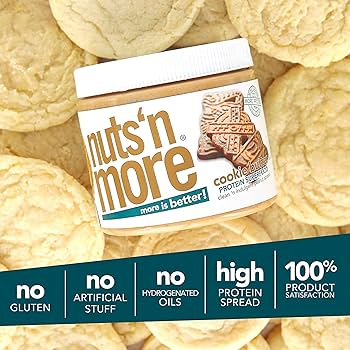 Nuts ‘N More Cookie Butter Peanut Butter Spread, Added Protein All Natural Snack, Low Carb, Low Sugar, Non-GMO, High Protein Flavored Nut Butter, 15 oz Jar - Pack of 2