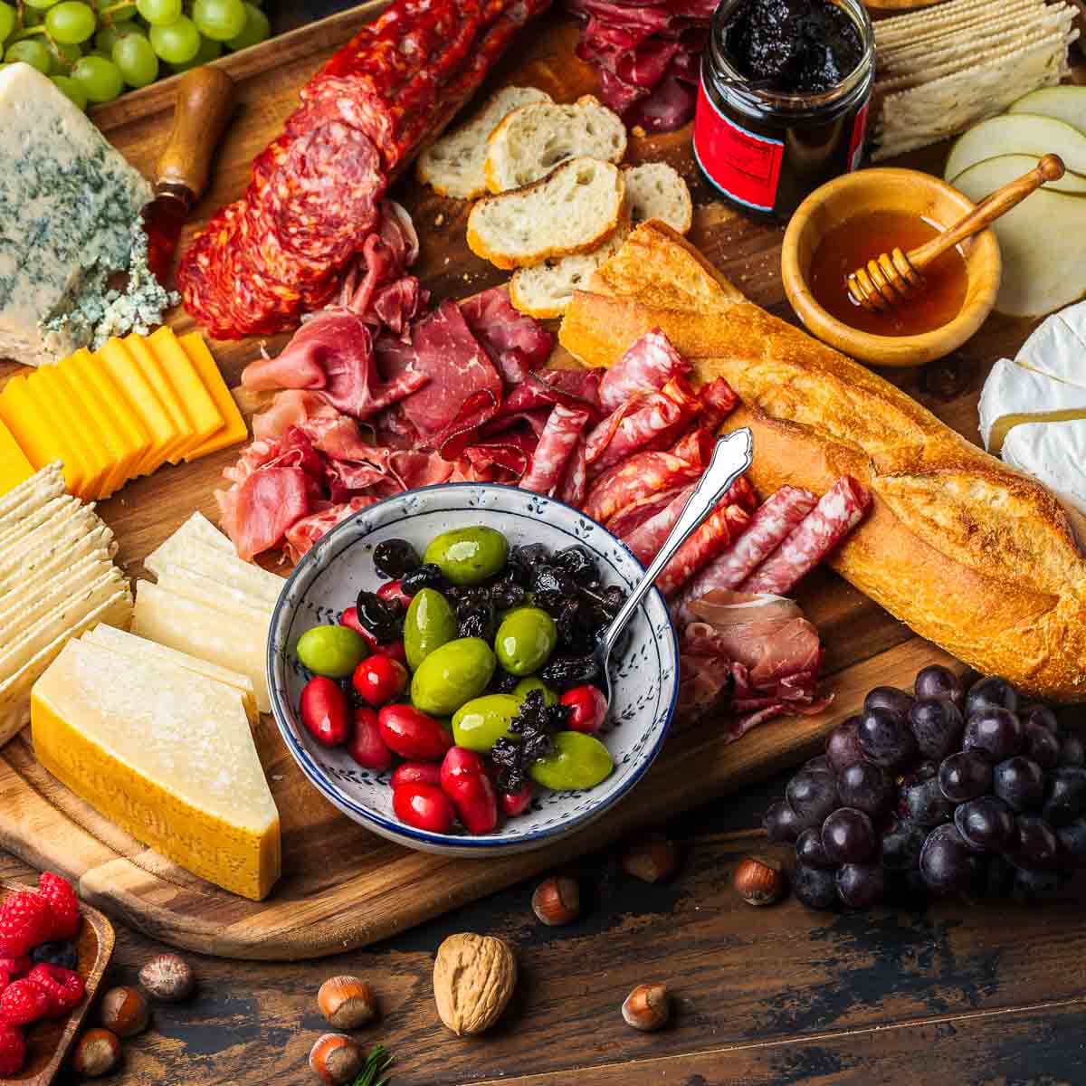 Charcuterie Style Spread of Meat & Cheese Platter - includes 10 Gourmet Favorites