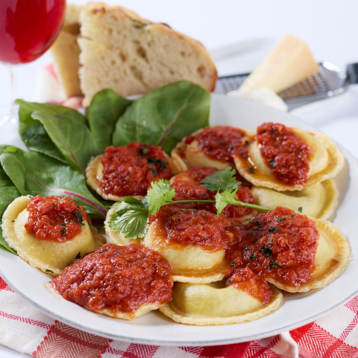 Sergio’s Signature Burrata Raviolis with Marinara Sauce - includes 24 Ravioli & 2 Marinara Sauces