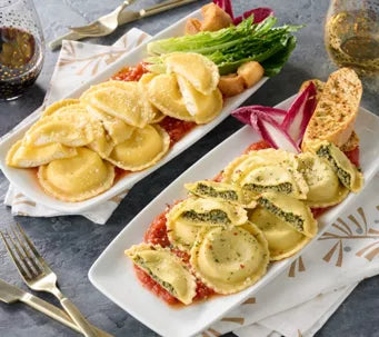 Sergio’s Signature Spinach Garlic Raviolis with Marinara Sauce - includes 24 Ravioli & 2 Marinara Sauces