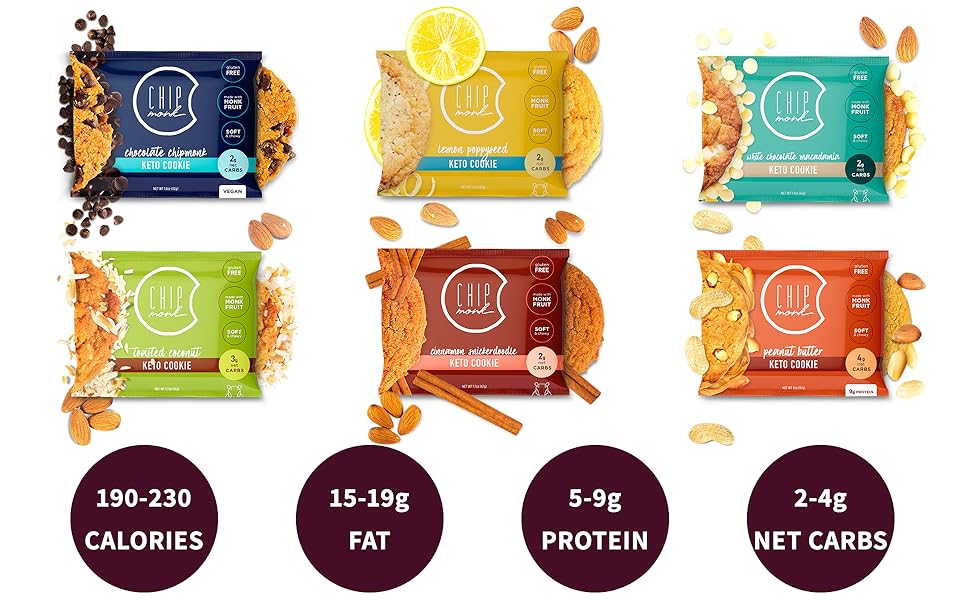 ChipMonk Keto Sampler Cookie Box - Low Carb, Gluten Free, Sugar Free Variety Snack Box