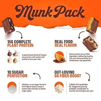 Munk Pack 15g Probiotic Protein Bars - 1g Sugar, 5g Net Carbs, Vegan + Keto Protein Bars, Plant Based Gut Health Snack, High Protein Snacks, Sampler Pack - 5 Count