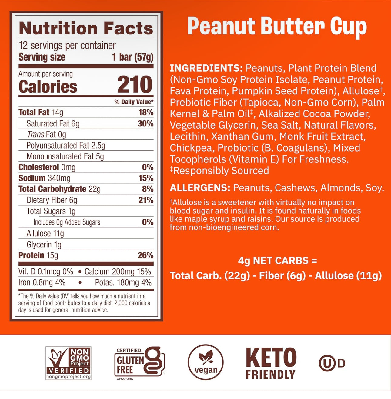 Munk Pack 15g Probiotic Protein Bars - 1g Sugar, 5g Net Carbs, Vegan + Keto Protein Bars, Plant Based Gut Health Snack, High Protein Snacks, Peanut Butter Cup - 12 Count