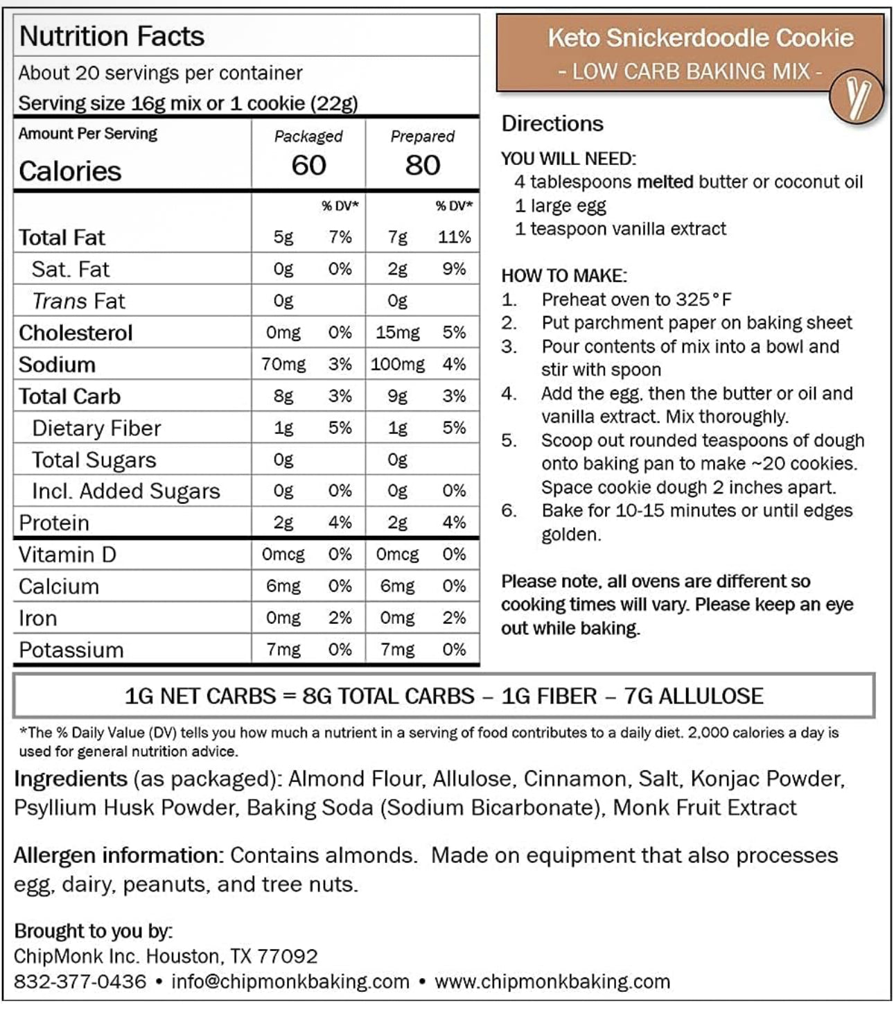 ChipMonk Cinnamon Snickerdoodle Cookie Mix - Zero or Low Carb Keto Friendly Snacks, Dessert, Cookies, Gluten-Free, High Fat and Protein, Low Sugar Sweet Snack - Pack of 2
