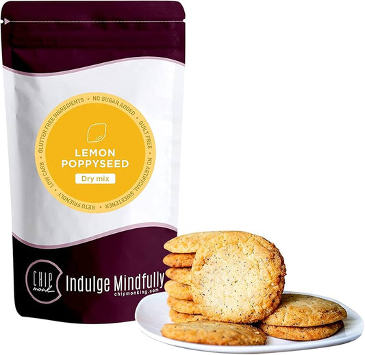 ChipMonk Lemon Poppyseed Cookie Mix - Zero or Low Carb Keto Friendly Snacks, Dessert, Cookies, Gluten-Free, High Fat and Protein, Low Sugar Sweet Snack - Pack of 2
