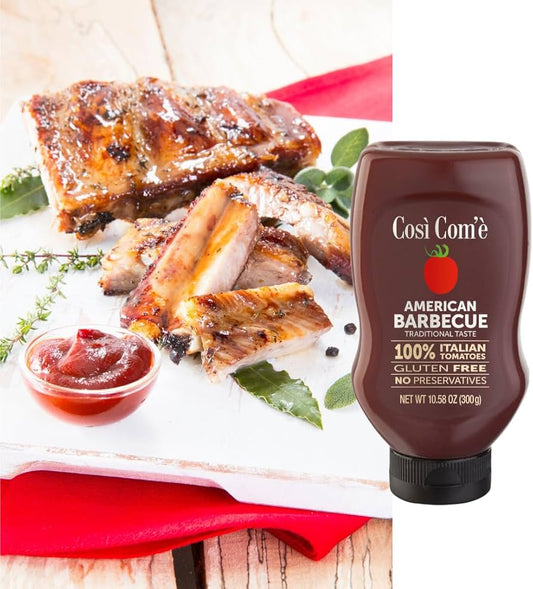 Così Com'è Barbecue BBQ Sauce, 10.58 oz, made with 100% Italian Tomatoes, Natural, No preservatives, Gluten Free, Non-GMO, Product of Italy - Pack of 3