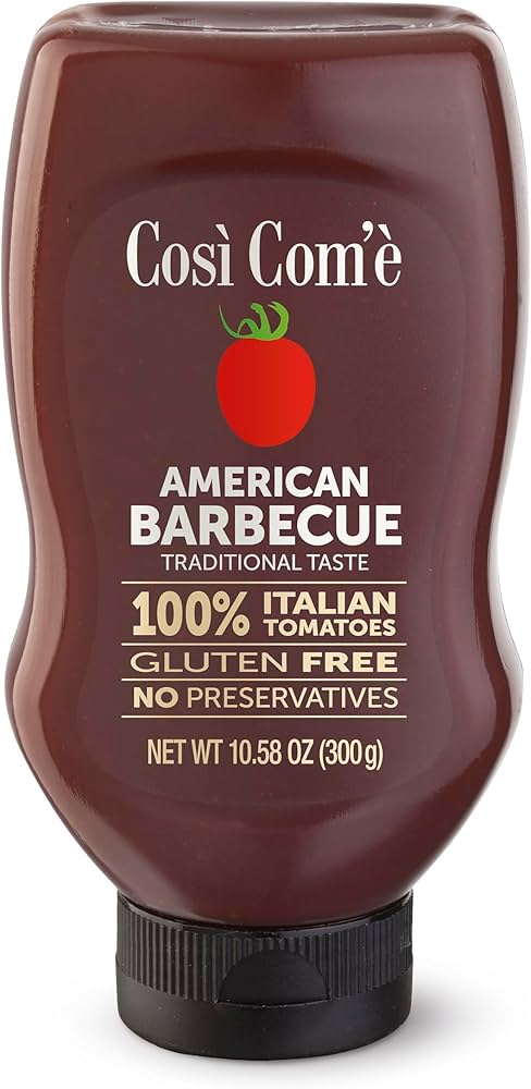 Così Com'è Barbecue BBQ Sauce, 10.58 oz, made with 100% Italian Tomatoes, Natural, No preservatives, Gluten Free, Non-GMO, Product of Italy