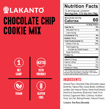 Lakanto Sugar Free Chocolate Chip Cookie Mix - Sweetened with Monk Fruit Sweetener, Gluten Free, Keto Diet Friendly, Vegan, 2g Net Carb, Almond Flour, Sea Salt , Makes 12 Cookies - Pack of 2