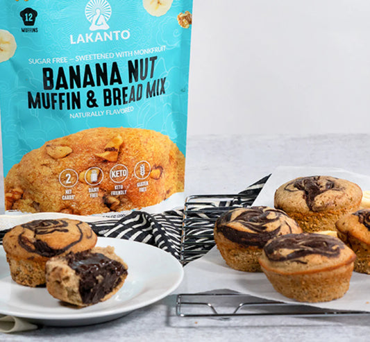 Lakanto Sugar Free Banana Nut Muffin and Bread Mix - Sweetened with Monk Fruit Sweetener, 2g Net Carbs, Gluten Free, Naturally Flavored, Keto Diet Friendly, Dairy Free, Makes 12 Muffins - Pack of 2