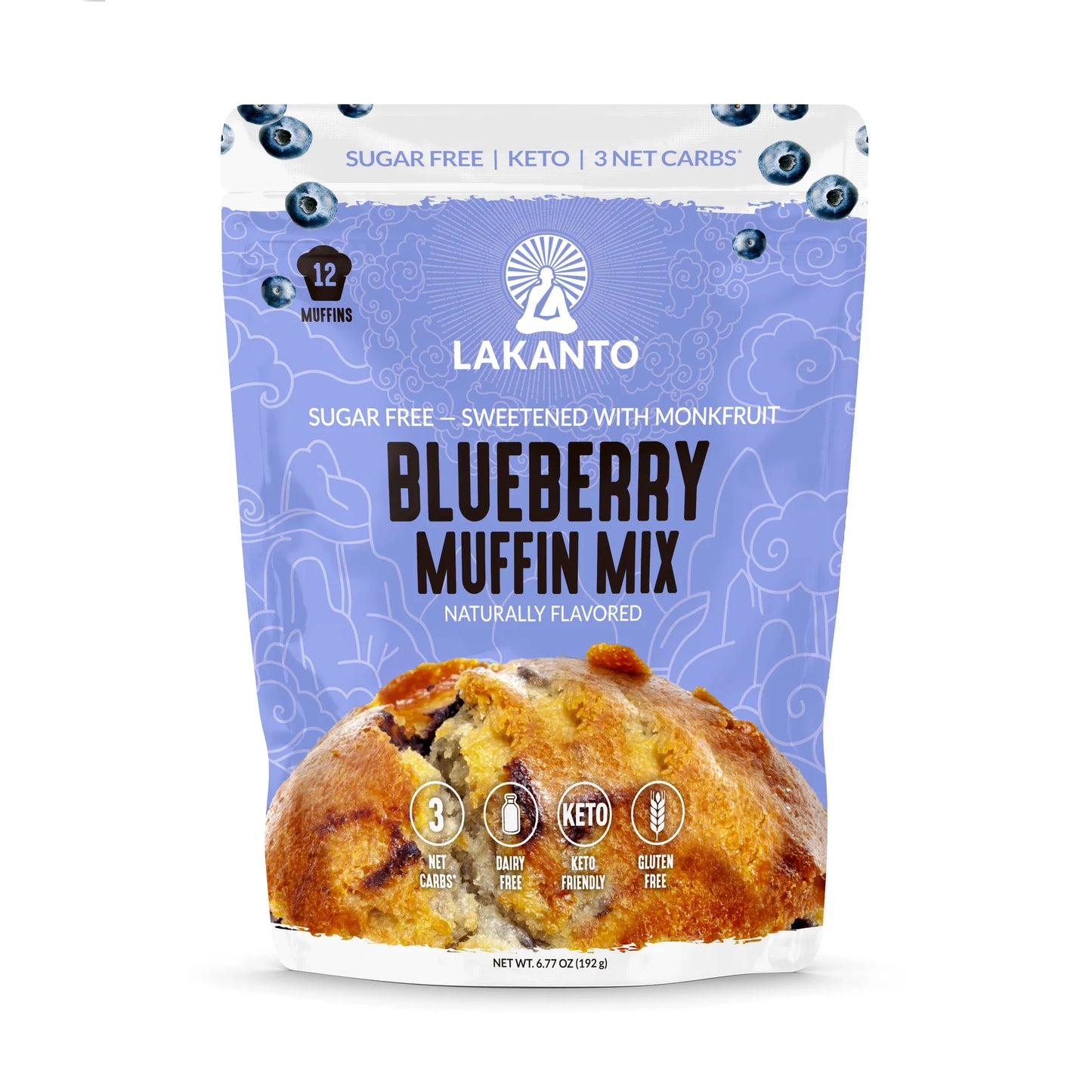 Lakanto Sugar Free Blueberry Muffin and Bread Mix - Sweetened with Monk Fruit Sweetener, 2g Net Carbs, Gluten Free, Naturally Flavored, Keto Diet Friendly, Dairy Free, Makes 12 Muffins - Pack of 2
