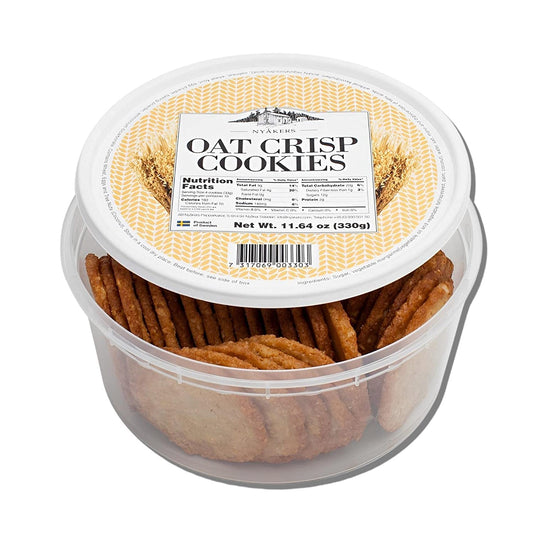Nyakers Swedish Oat Crisp Cookies - Original, Famous & Old Fashioned Oatmeal Cookies Crunchy Biscuits & Gourmet Traditionally Baked in Sweden - Healthy Cookies for Breakfast, Snack & Gift  - 11.64  oz