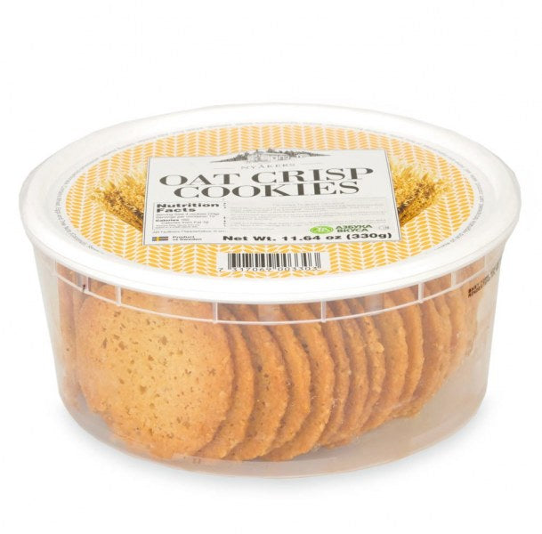 Nyakers Swedish Oat Crisp Cookies - Original, Famous & Old Fashioned Oatmeal Cookies Crunchy Biscuits & Gourmet Traditionally Baked in Sweden - Healthy Cookies for Breakfast, Snack & Gift  - 11.64  oz