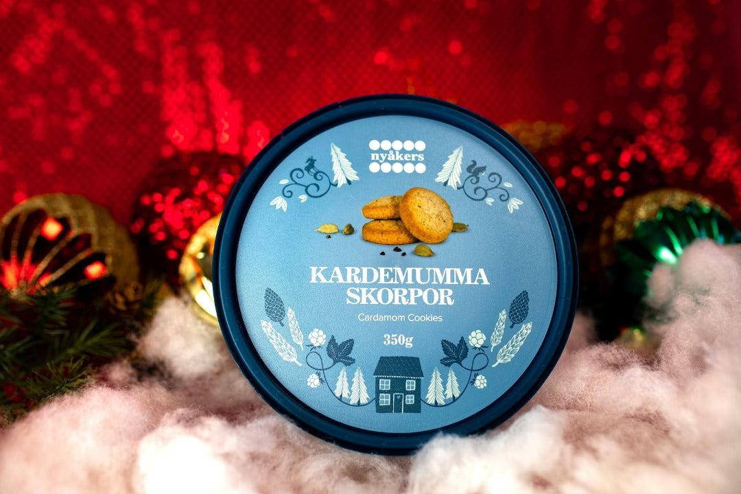 Nyakers Kardemumma Skorpor Swedish Cardamom Cookies - Small Crusts Shortbread Cookies with Cardamom Spice Traditionally Baked in Sweden - Gourmet Sugar Cookies for Christmas & Any Occasion, 12.34  oz