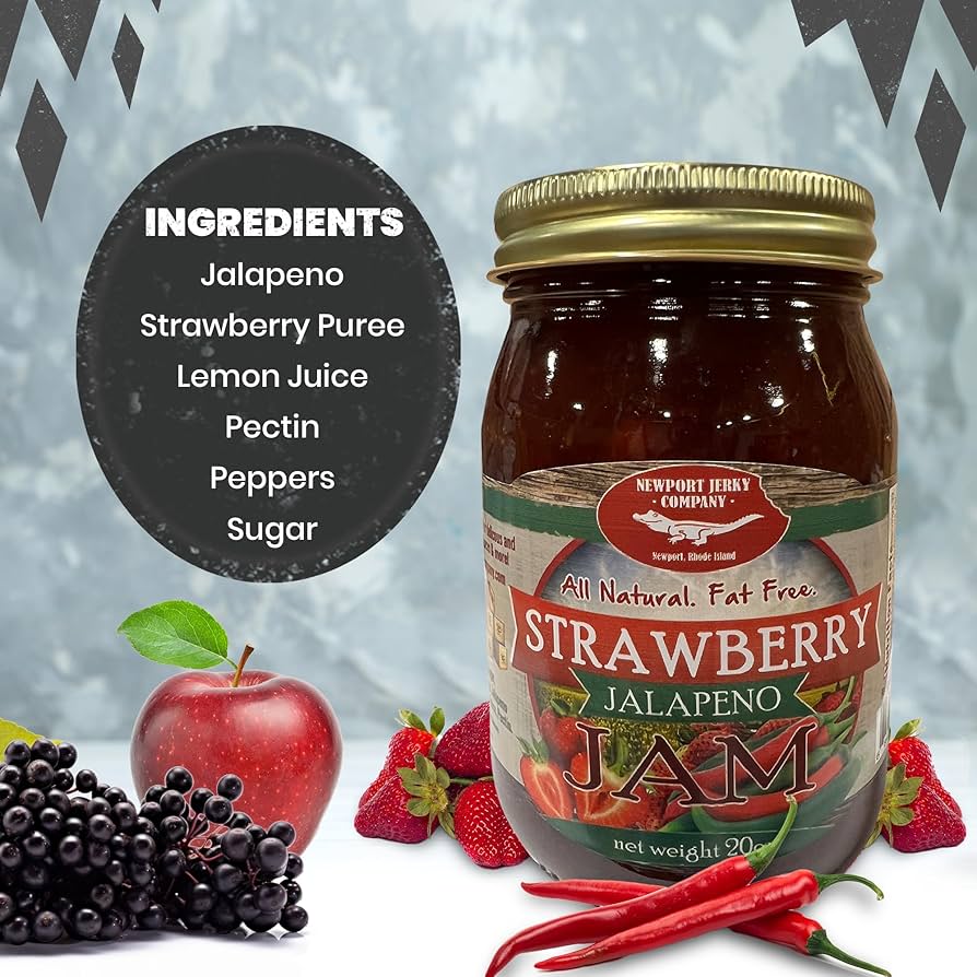 Gourmet Strawberry Jalapeno Jam - Small Batch - FAT FREE, GLUTEN FREE & ALL NATURAL