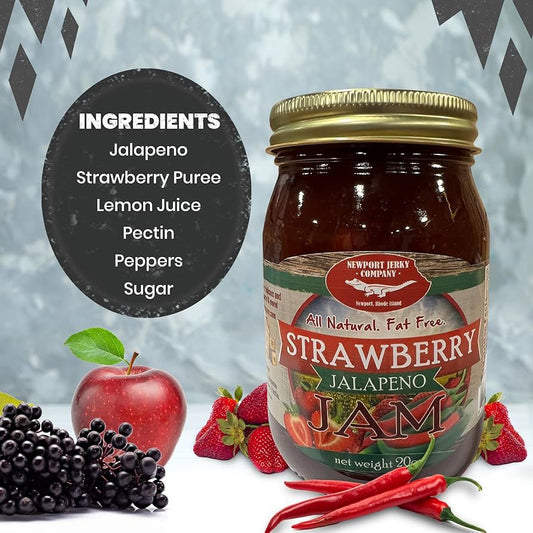 Gourmet Strawberry Jalapeno Jam - Small Batch - FAT FREE, GLUTEN FREE & ALL NATURAL