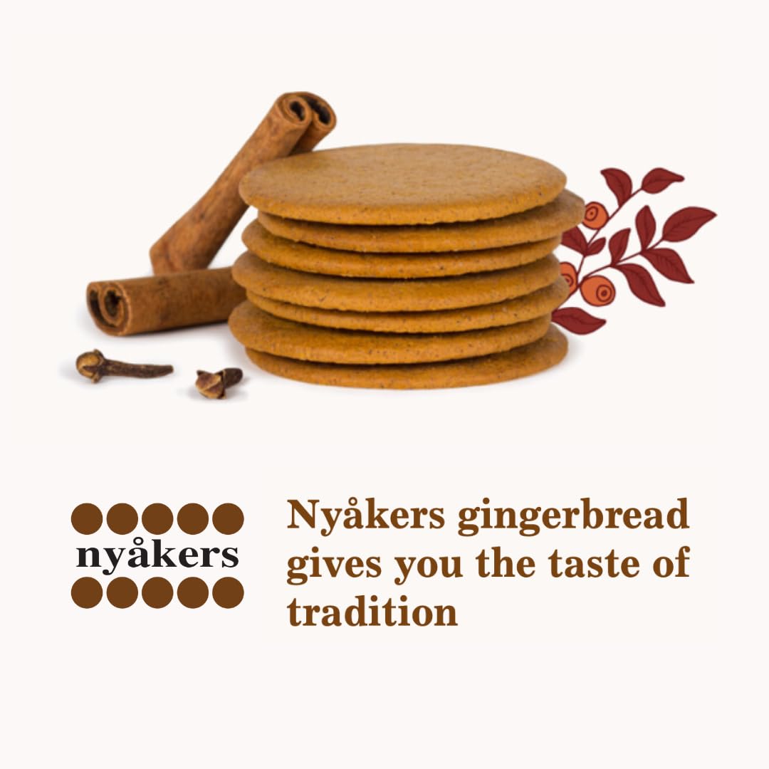 Nyakers Swedish Original Ginger Snaps Cookies 26.4 oz, Gingersnaps in Botanical Mail Safe Tin - Gifts for Christmas, Birthday, or Holiday