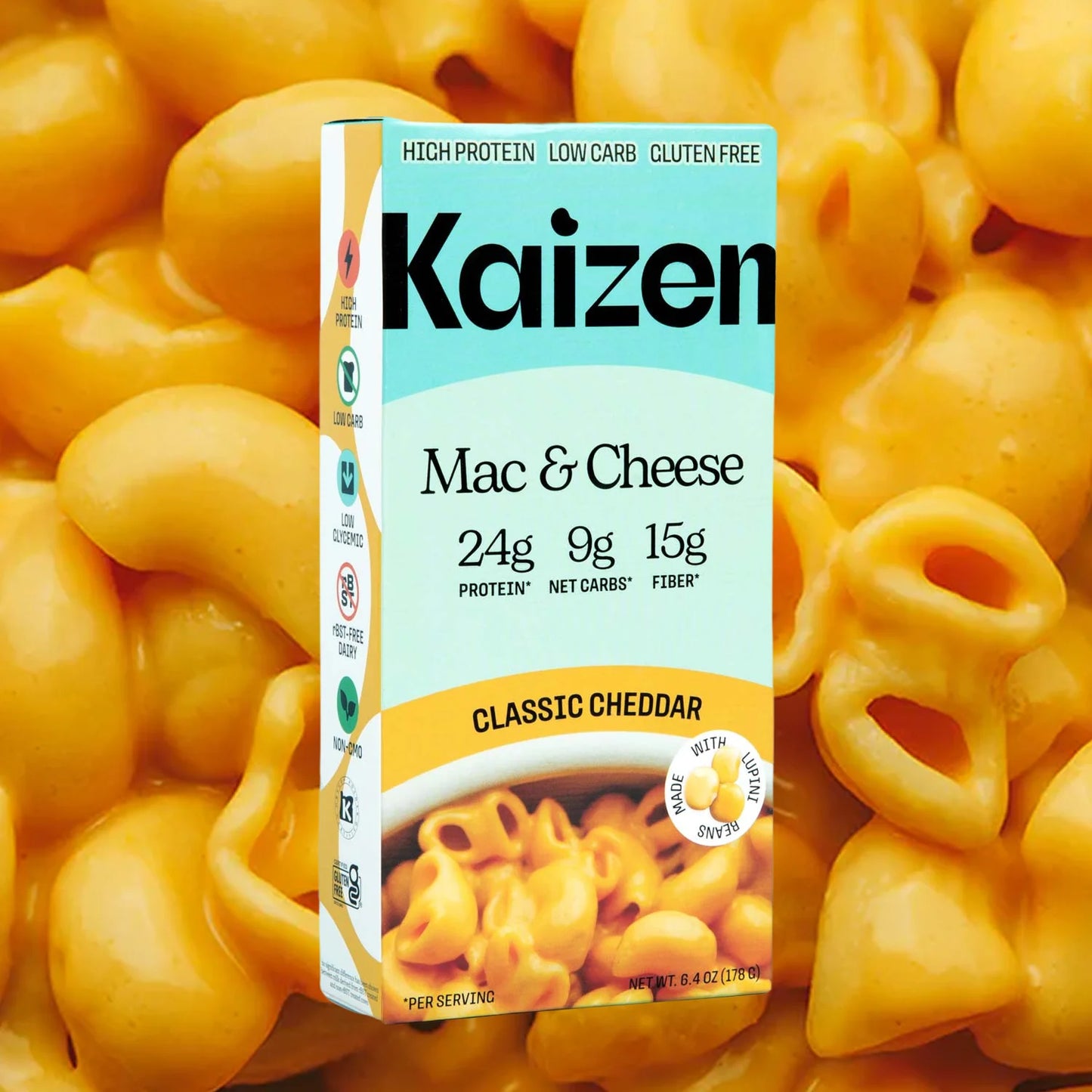 Kaizen Low Carb Mac & Cheese Pack - High Protein (24g), Keto Friendly, Gluten-Free, Plant-Based - Pack of 4