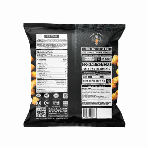 Organic Crispy Potato Tots - Seed Oil Free, Gluten Free, Vegan - Pack of 2