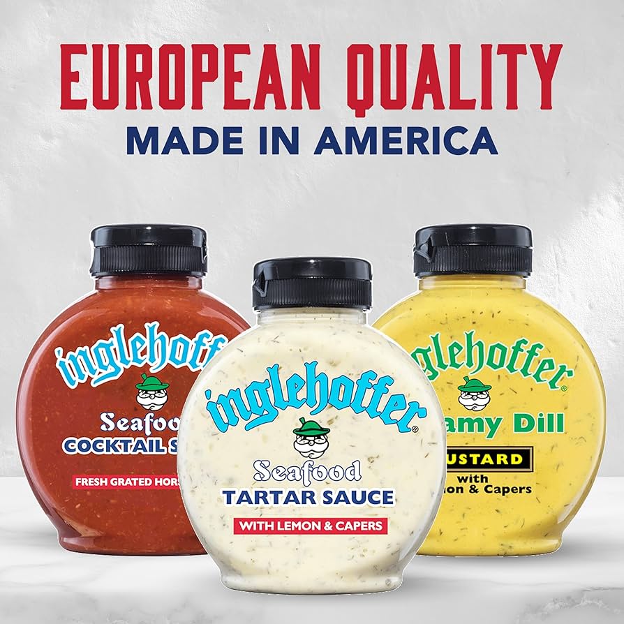 Inglehoffer Condiments Variety Pack, Seafood Cocktail Sauce, Seafood Tartar Sauce and Creamy Dill Mustard, Gluten Free - Pack of 3