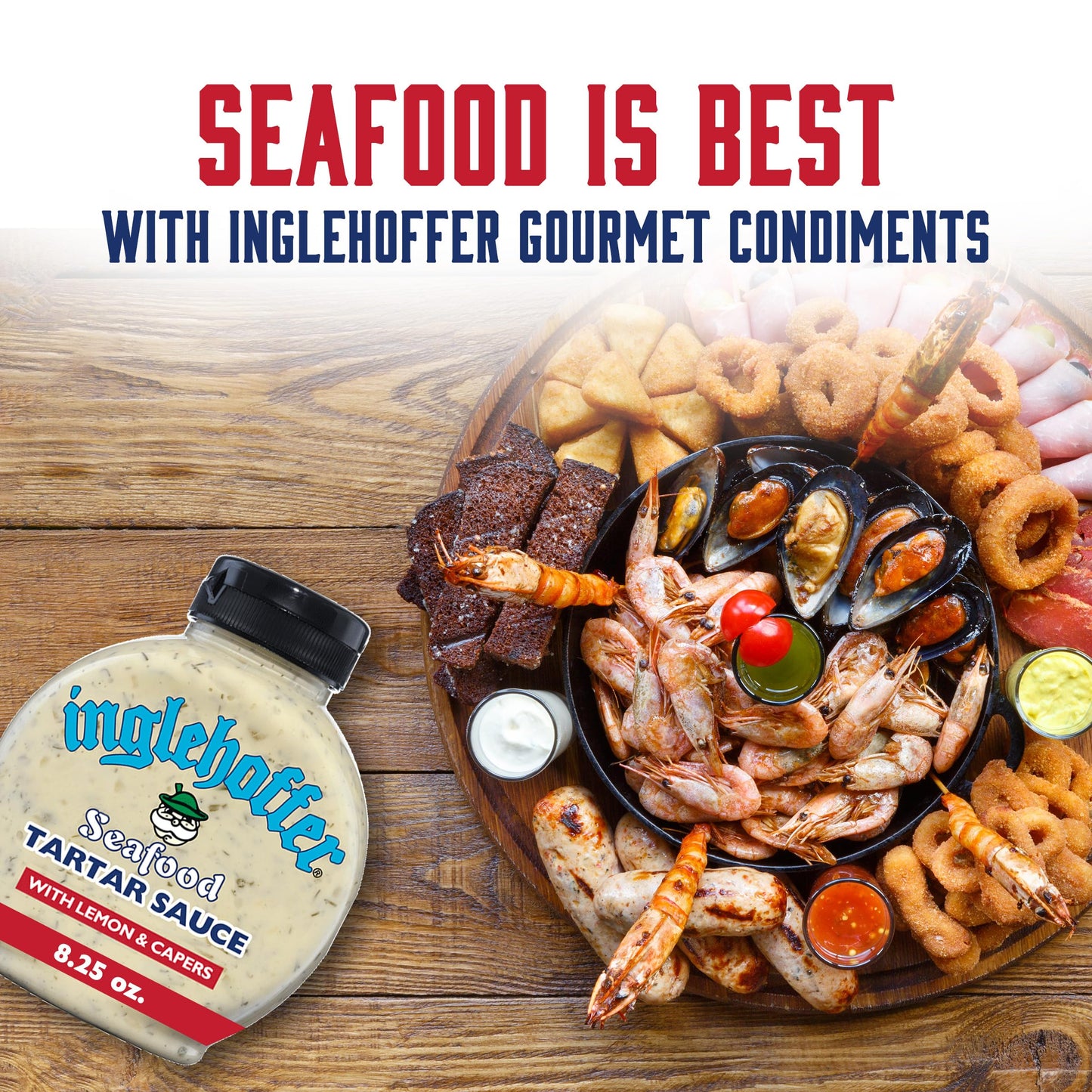 Inglehoffer Condiments Variety Pack, Seafood Cocktail Sauce, Seafood Tartar Sauce and Creamy Dill Mustard, Gluten Free - Pack of 3