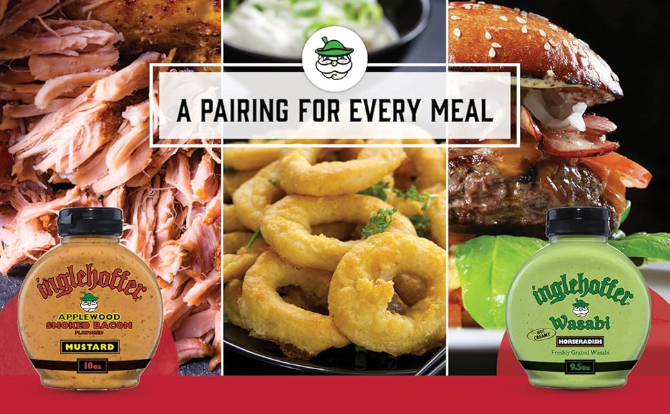 Inglehoffer Condiments Variety Pack, Ghost Pepper Mustard, Wasabi Horseradish and Inglehoffer Sweet Hot Mustard, Gluten Free - Pack of 3