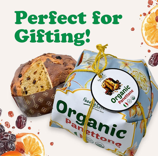 Organic Italian Panettone, Authentic Artisan-Made, Traditional Cake with Raisins and Candied Orange Peel - 1.65 lb