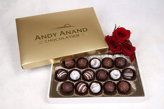 Andy Anand Belgium Chocolates Filled - Champagne, Rum, Irish Cream & Kahlua Belgian Chocolate Truffles Gift Boxed - 24 Pieces