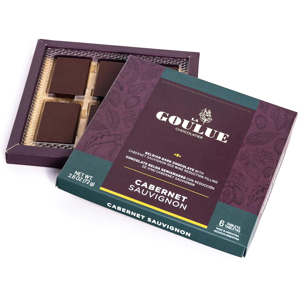 LA GOULUE CHOCOLATIER - Gourmet Dark Chocolate Filled with Wine Varietals – Cabernet Sauvignon, Malbec and Champagne-Sparkling wine Infused Artisan Chocolates - 3 Boxes