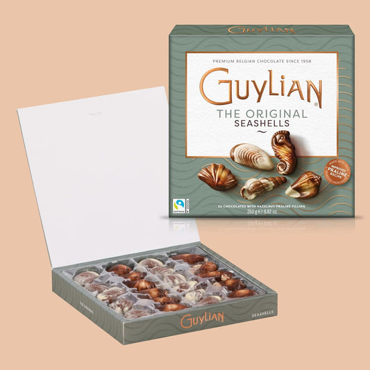GuyLian Belgian Chocolate Seashells Gift Box - 22 Pieces - Milk Chocolate with Hazelnut Praliné Filling