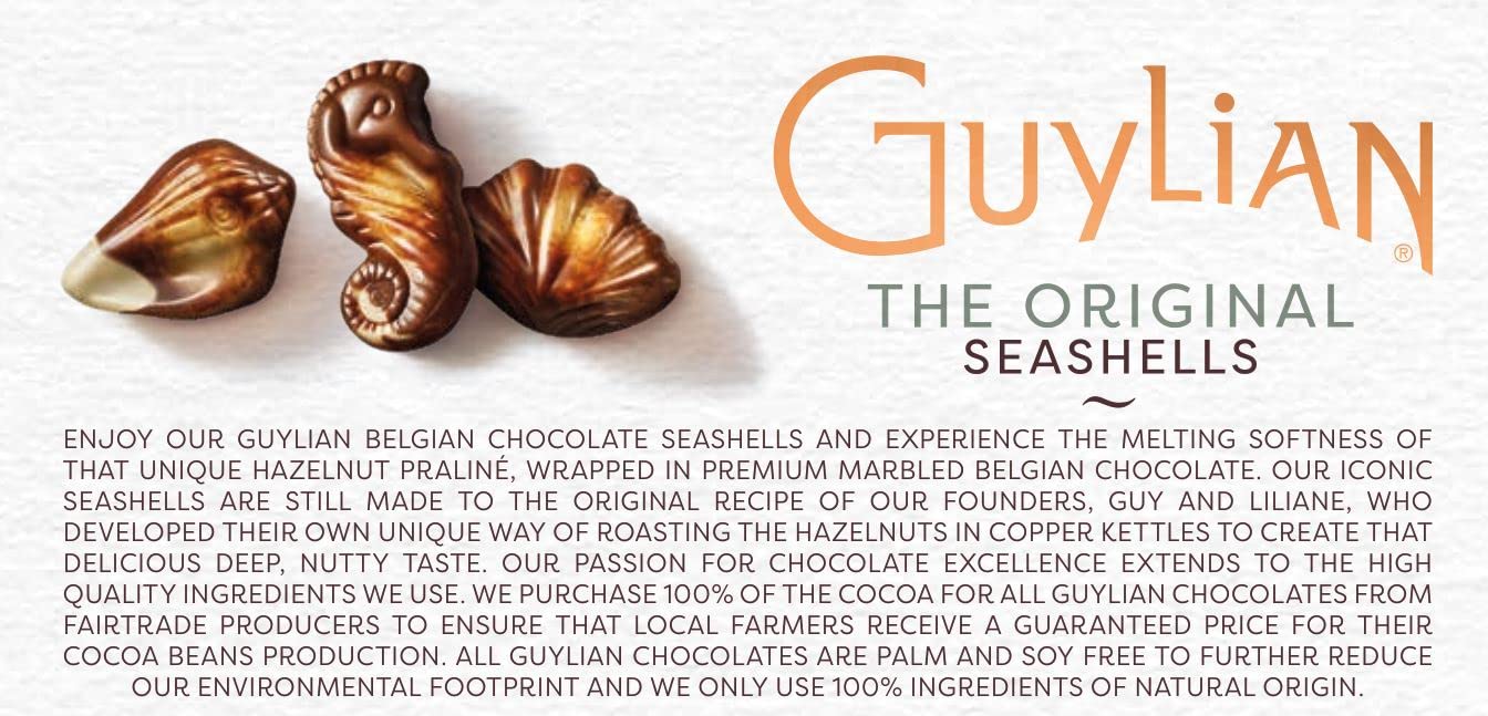 GuyLian Belgian Chocolate Seashells Gift Box - 22 Pieces - Milk Chocolate with Hazelnut Praliné Filling