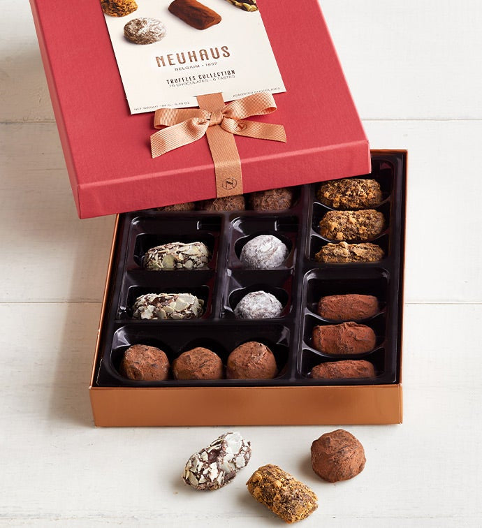 Neuhaus Belgian Chocolate Truffle Assortment Collection – 16 Truffles – Classic Butter Truffle, Extra Dark, Coffee, Cognac, Speculoos-Cheescake and Marc De Champagne