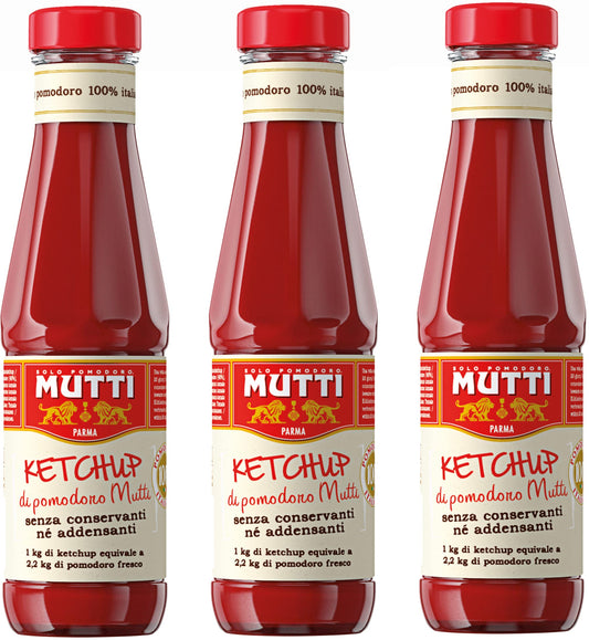 Mutti Italian Tomato Ketchup - Ketchup di Pomodoro, 10.6 oz - Gluten Free, Vegan - Pack of 3