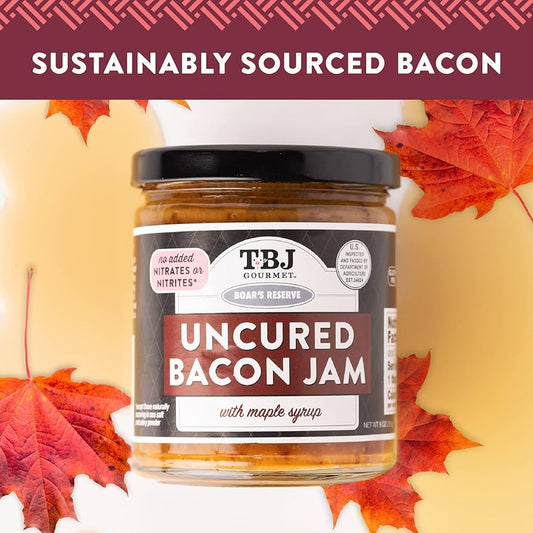 TBJ Gourmet Maple Bacon Jam - Original Recipe Bacon Spread, Uses Real Bacon, No Preservatives, 9 oz - Pack of 3