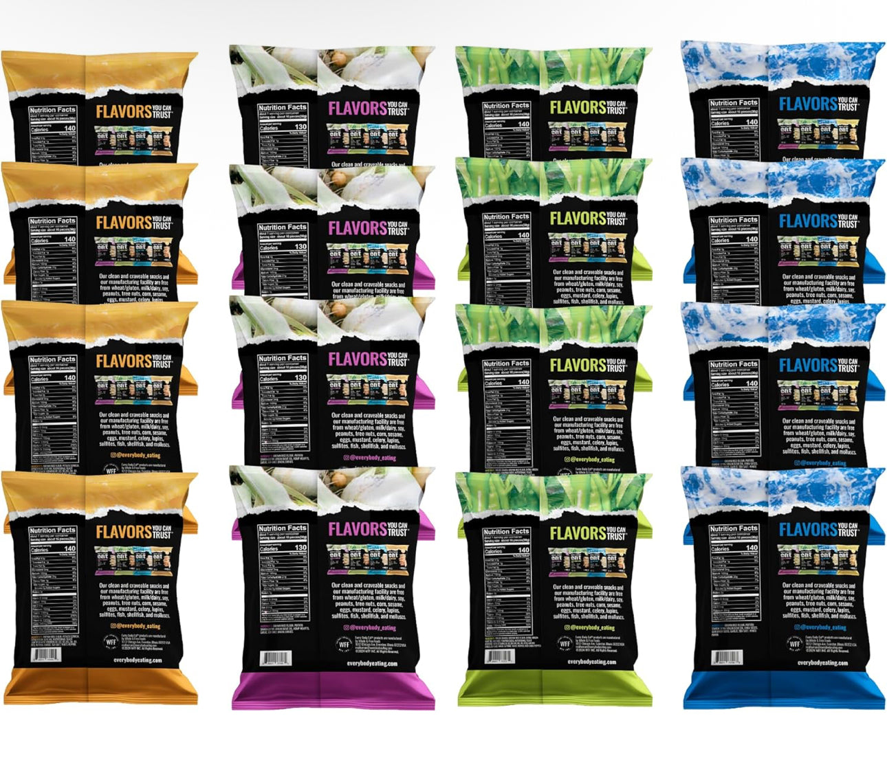 Every Body Eat Snacks Variety Pack - School Safe & Allergen Free Snack Thins – No Seed Oils, Gluten or Dairy, Vegan, 4 oz – Pack of 4