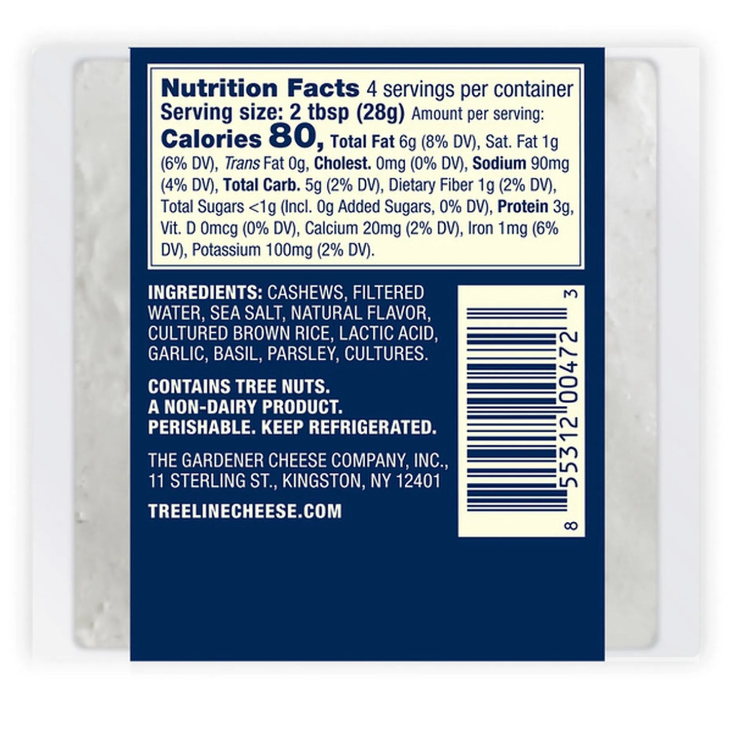 Treeline Garlic & Basil Vegan Goat Style Cashew Cheese - Pack of 2