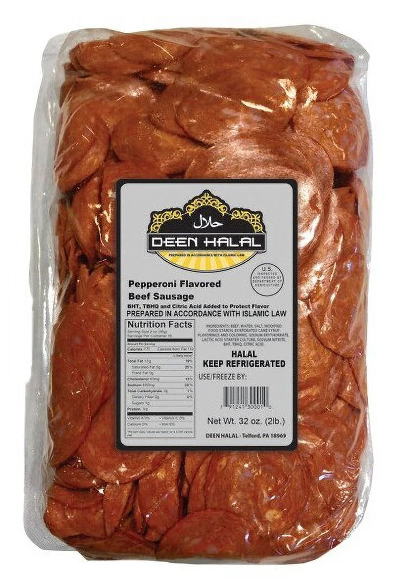 Deen Halal Sliced Pepperoni Beef Sausage 2 lb /2 pack - Total 4 lb