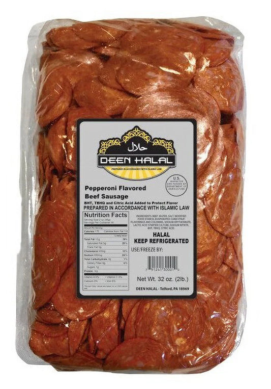 Deen Halal Sliced Pepperoni Beef Sausage 2 lb /2 pack - Total 4 lb