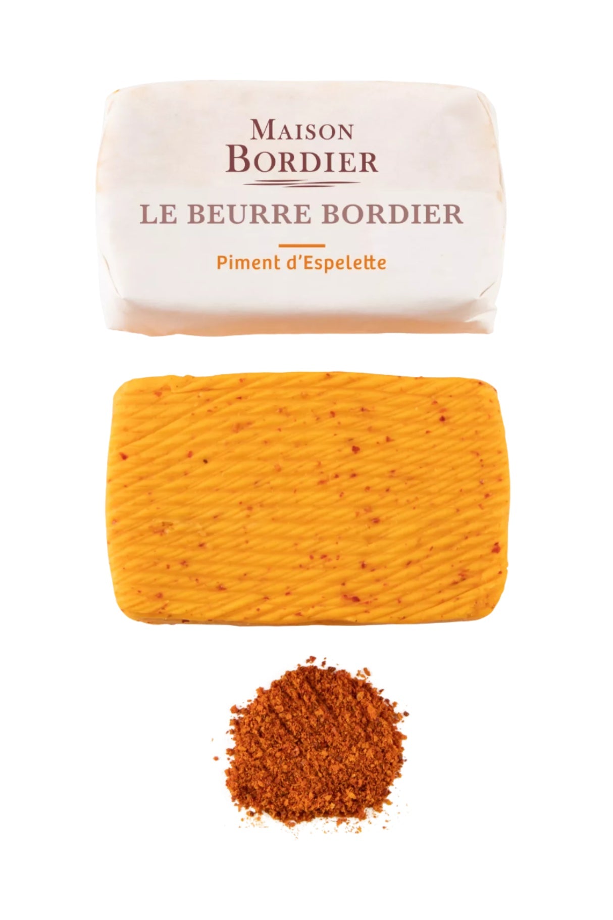 Churned Espelette Pepper Butter by Bordier - 4.4 oz | Hand-made, Grass Fed | Imported from France - Pack of 3