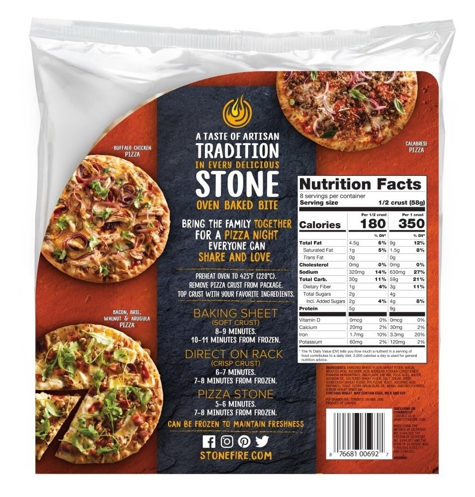 Stonefire 8.5”inch Thin Round Pizza Crust - 16.2 oz - Pack of 12