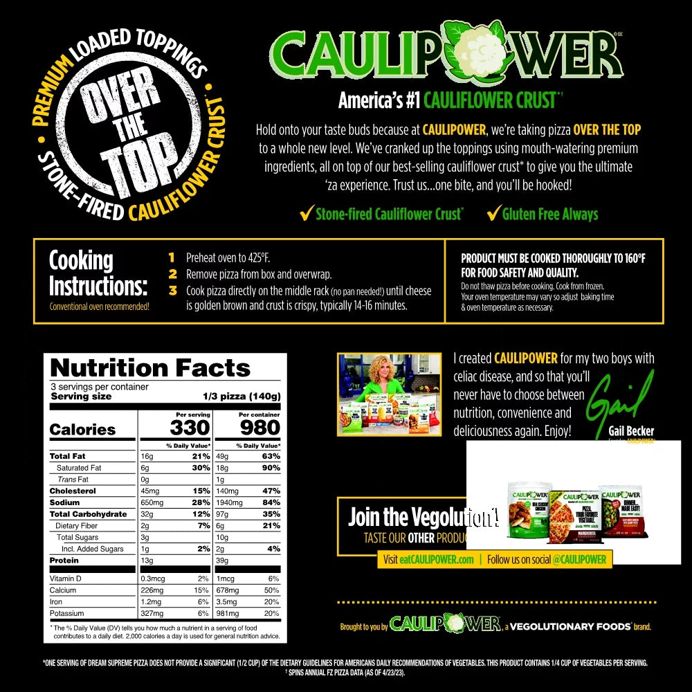 Caulipower Over The Top Dream Supreme Pizza -14.8 oz - 8/Case