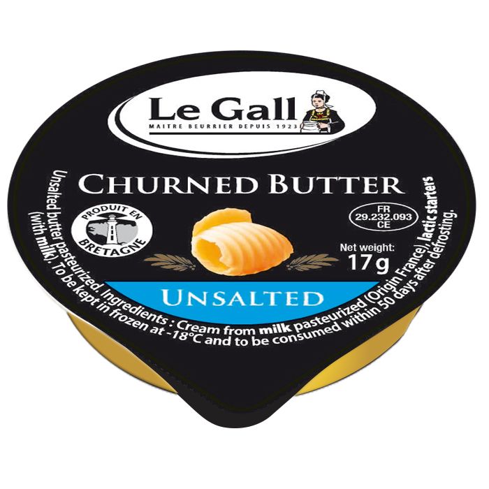 Le Gall Unsalted Churned Butter Portion Cup - .06 oz, 48/Case