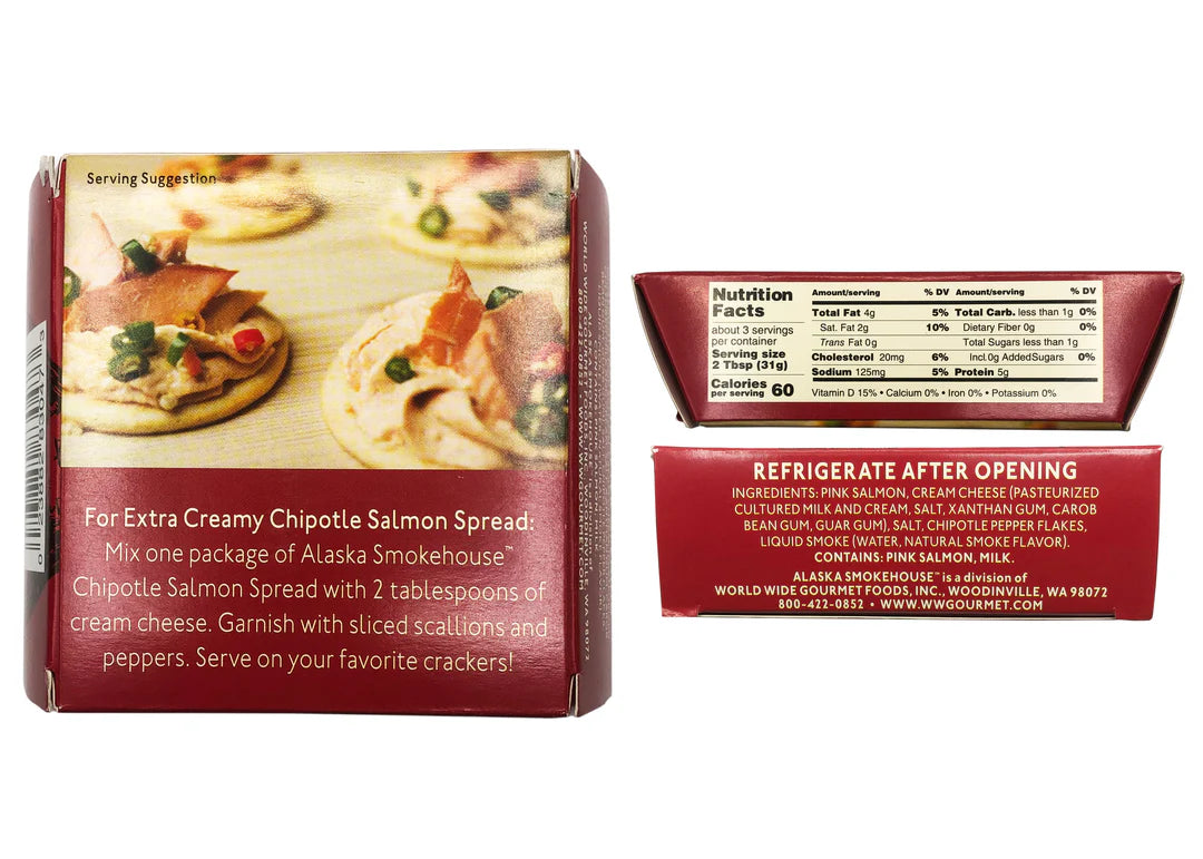 Alaska Smokehouse Chipotle Salmon Spread - 3.25 oz -Pack of 6