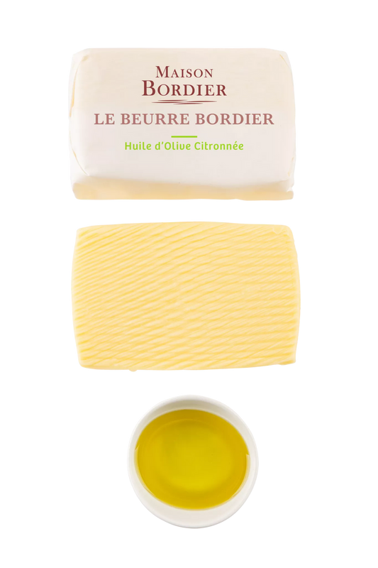 Churned Lemon Olive Oil Butter by Bordier - 4.4 oz | Hand-made, Grass Fed | Imported from France - Pack of 3