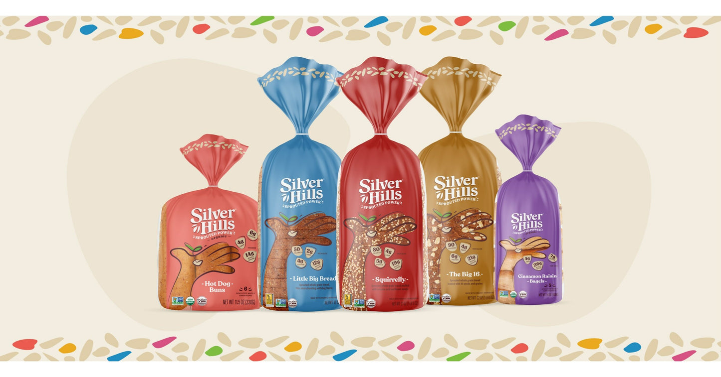 Silver Hills The Big 16 Bread, Low Fat Bread, Made with Organic Sprouted Grains, Non-GMO - Pack of 8