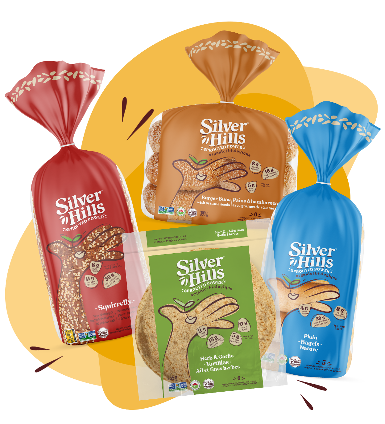 Silver Hills The Big 16 Bread, Low Fat Bread, Made with Organic Sprouted Grains, Non-GMO - Pack of 8